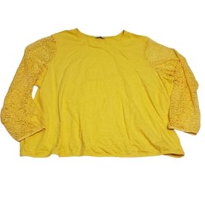 Avon Yellow Lace Sleeve Top